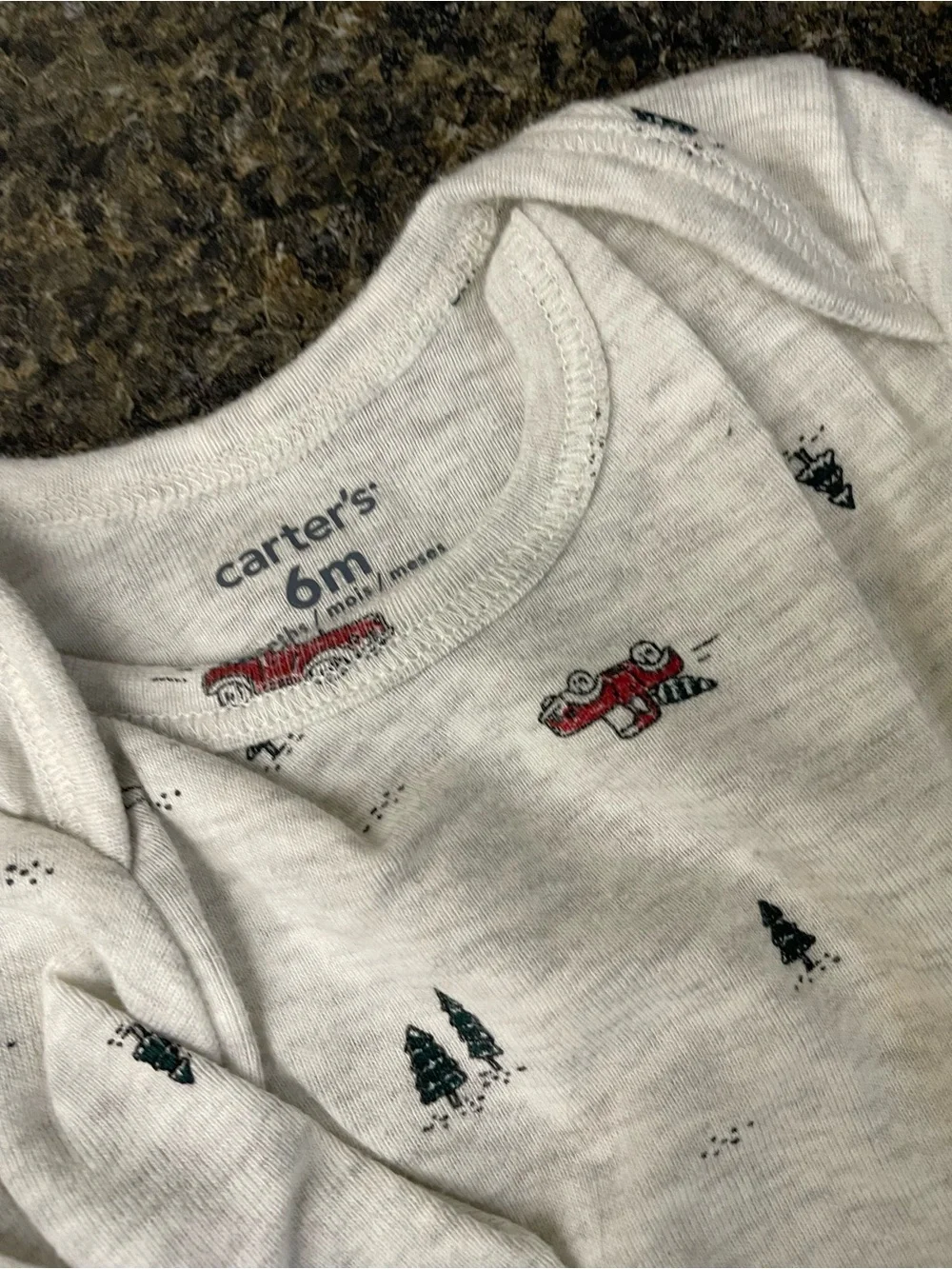 Carter's Red & Heather Gray Holiday One-Piece Set - Truck & Tree Print